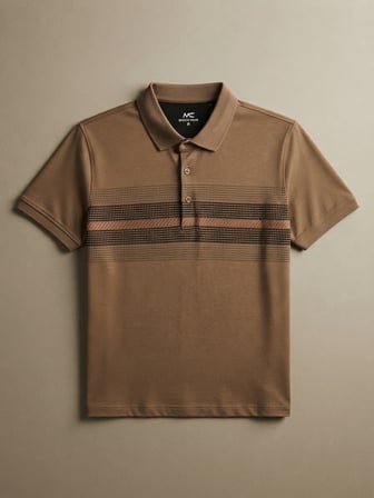 Maccali Kahve Erkek Desenli Polo Yaka Tişört