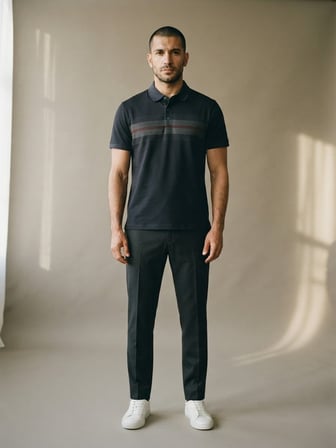 Maccali Lacivert Erkek Desenli Polo Yaka Tişört