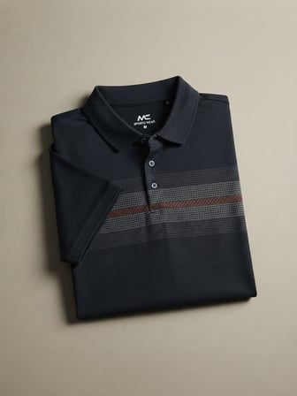 Maccali Lacivert Erkek Desenli Polo Yaka Tişört