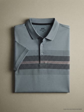 Maccali Mavi Erkek Desenli Polo Yaka Tişört