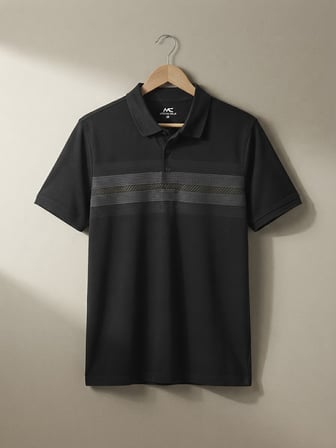 Maccali Siyah Erkek Desenli Polo Yaka Tişört
