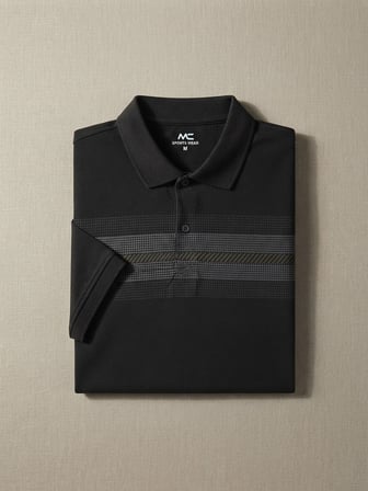 Maccali Siyah Erkek Desenli Polo Yaka Tişört