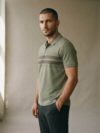 Maccali Yeşil Erkek Desenli Polo Yaka Tişört