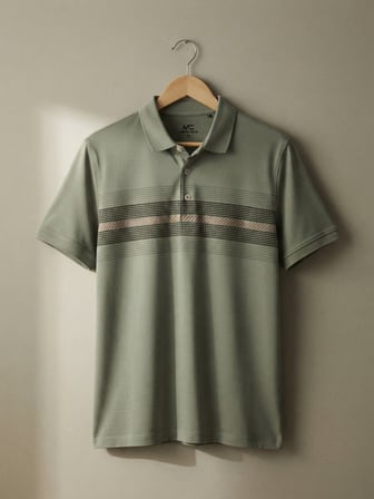 Maccali Yeşil Erkek Desenli Polo Yaka Tişört