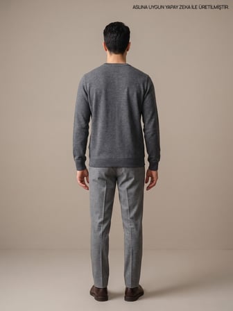 Maccali Antrasit Erkek İki İplik Bisiklet Yaka Sweatshirt