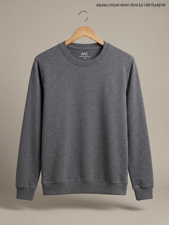 Maccali Antrasit Erkek İki İplik Bisiklet Yaka Sweatshirt