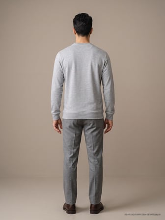 Maccali Gri Melanj Erkek İki İplik Bisiklet Yaka Sweatshirt