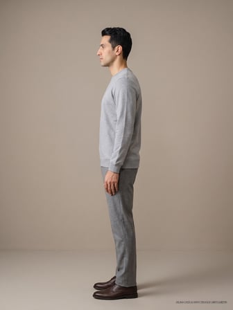 Maccali Gri Melanj Erkek İki İplik Bisiklet Yaka Sweatshirt