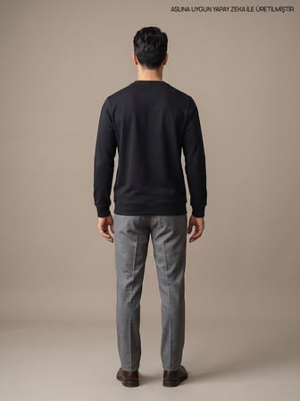 Maccali Siyah Erkek İki İplik Bisiklet Yaka Sweatshirt