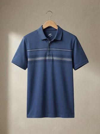 Maccali İndigo Erkek Desenli Polo Yaka Tişört