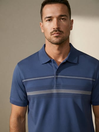 Maccali İndigo Erkek Desenli Polo Yaka Tişört
