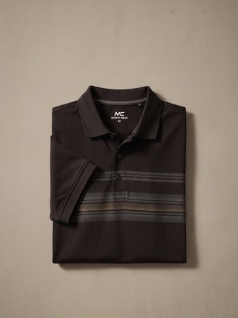 Maccali Siyah Erkek Desenli Polo Yaka Tişört