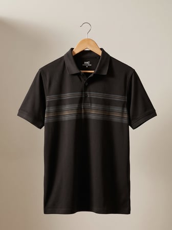Maccali Siyah Erkek Desenli Polo Yaka Tişört