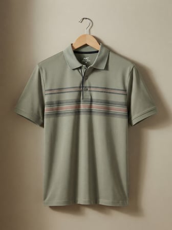 Maccali Yeşil Erkek Desenli Polo Yaka Tişört