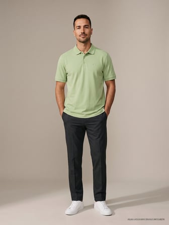Maccali Açık Yeşil Erkek Yazlık Basic Polo Yaka Tişört