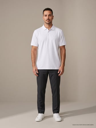 Maccali Beyaz Erkek Yazlık Basic Polo Yaka Tişört