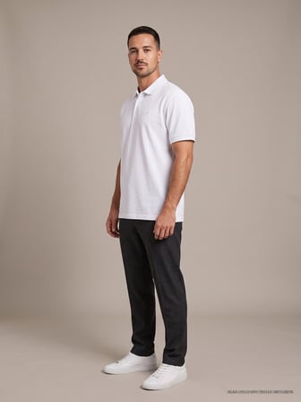 Maccali Beyaz Erkek Yazlık Basic Polo Yaka Tişört