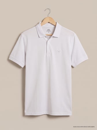 Maccali Beyaz Erkek Yazlık Basic Polo Yaka Tişört