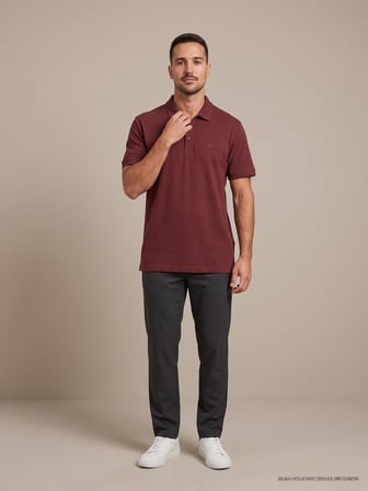 Maccali Bordo Erkek Yazlık Basic Polo Yaka Tişört