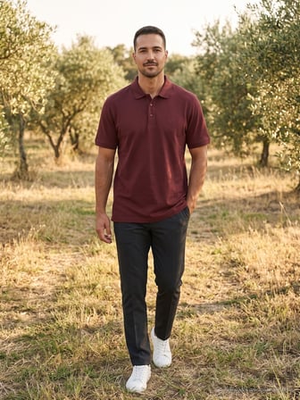Maccali Bordo Erkek Yazlık Basic Polo Yaka Tişört