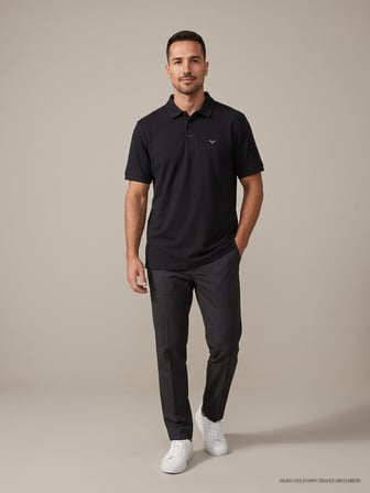Maccali Siyah Erkek Yazlık Basic Polo Yaka Tişört