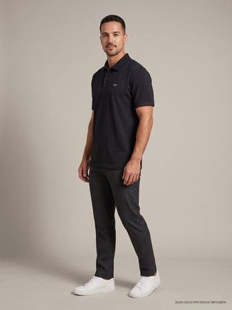 Maccali Siyah Erkek Yazlık Basic Polo Yaka Tişört
