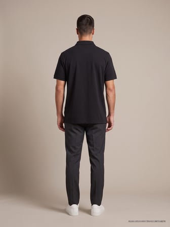 Maccali Siyah Erkek Yazlık Basic Polo Yaka Tişört