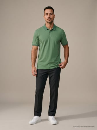 Maccali Yeşil Erkek Yazlık Basic Polo Yaka Tişört