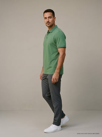 Maccali Yeşil Erkek Yazlık Basic Polo Yaka Tişört