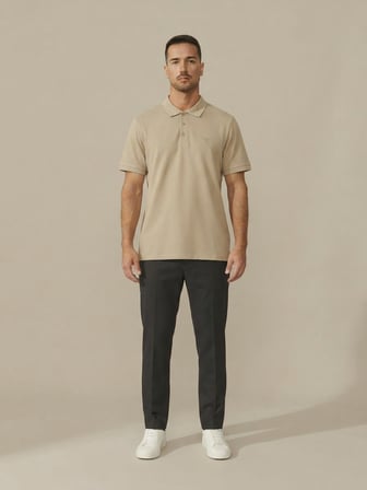 Maccali Bej Erkek Pike Kısa Kollu Polo Yaka Tişört