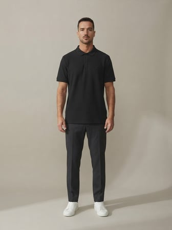 Maccali Siyah Erkek Pike Kısa Kollu Polo Yaka Tişört