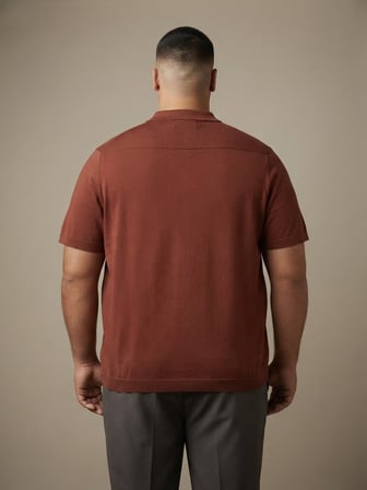 Maccali Kiremit Erkek Büyük Beden Relax Triko Polo Yaka Tişört