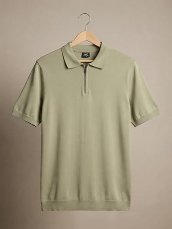 Maccali Yeşil Erkek Büyük Beden Relax Triko Polo Yaka Tişört