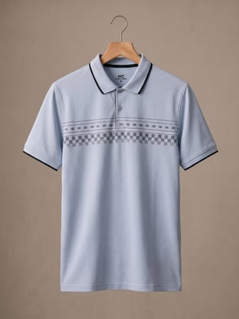 Maccali Bebe Mavisi Erkek Damalı Bantlı Polo Yaka Tişört