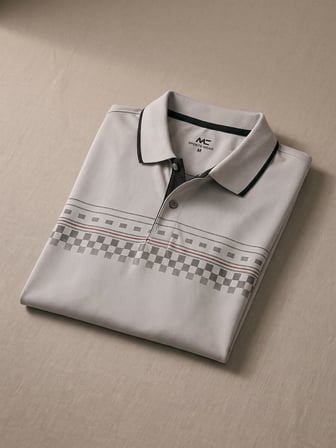 Maccali Gri Erkek Damalı Bantlı Polo Yaka Tişört