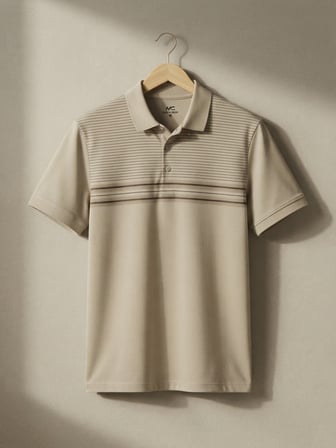 Maccali Bej Erkek Kısa Kol Çizgili Polo Yaka Tişört