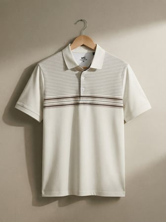 Maccali Beyaz Erkek Kısa Kol Çizgili Polo Yaka Tişört