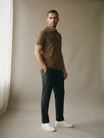 Maccali Camel Erkek Kısa Kol Çizgili Polo Yaka Tişört