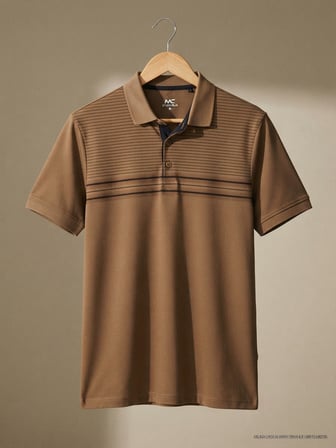 Maccali Camel Erkek Kısa Kol Çizgili Polo Yaka Tişört