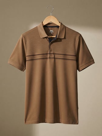 Maccali Camel Erkek Kısa Kol Çizgili Polo Yaka Tişört