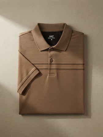 Maccali Camel Erkek Kısa Kol Çizgili Polo Yaka Tişört