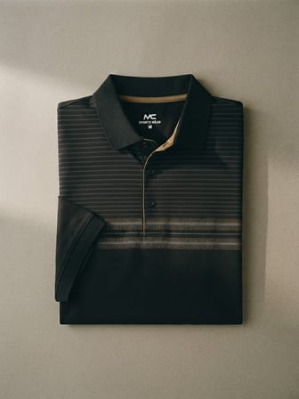Maccali Siyah Erkek Kısa Kol Çizgili Polo Yaka Tişört