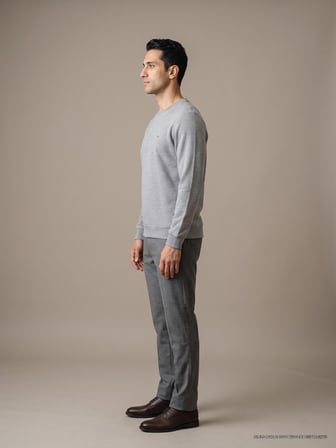 Maccali Açık Gri Erkek Selanik Bisiklet Yaka Sweatshirt
