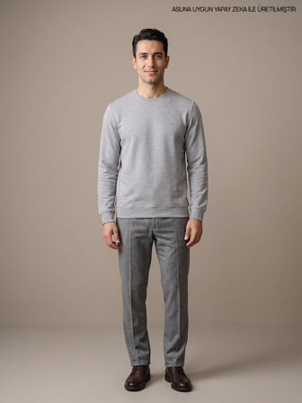 Maccali Açık Gri Erkek Selanik Bisiklet Yaka Sweatshirt