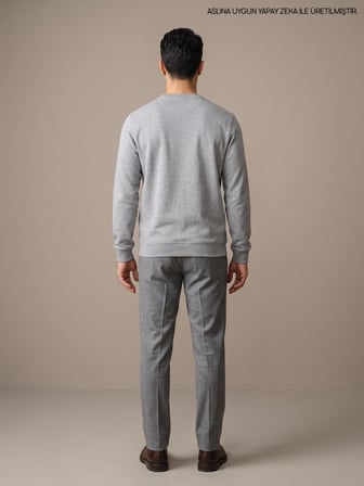 Maccali Açık Gri Erkek Selanik Bisiklet Yaka Sweatshirt