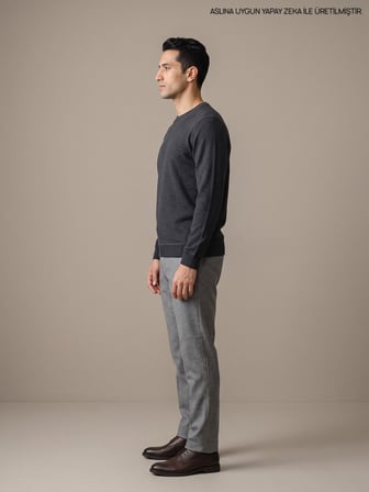 Maccali Antrasit Erkek Selanik Bisiklet Yaka Sweatshirt