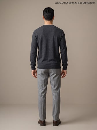 Maccali Antrasit Erkek Selanik Bisiklet Yaka Sweatshirt