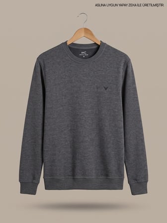 Maccali Antrasit Erkek Selanik Bisiklet Yaka Sweatshirt