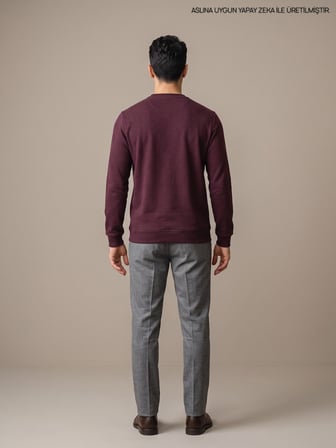 Maccali Bordo Erkek Selanik Bisiklet Yaka Sweatshirt