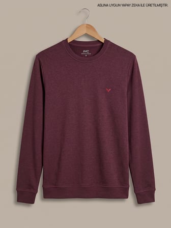 Maccali Bordo Erkek Selanik Bisiklet Yaka Sweatshirt